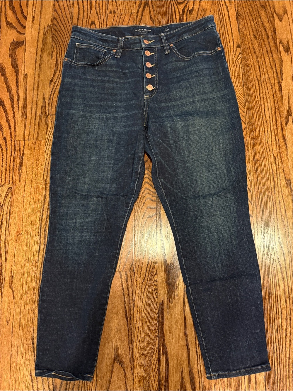 Lucky Brand Dark Indigo High-Rise Button-Front Jeans